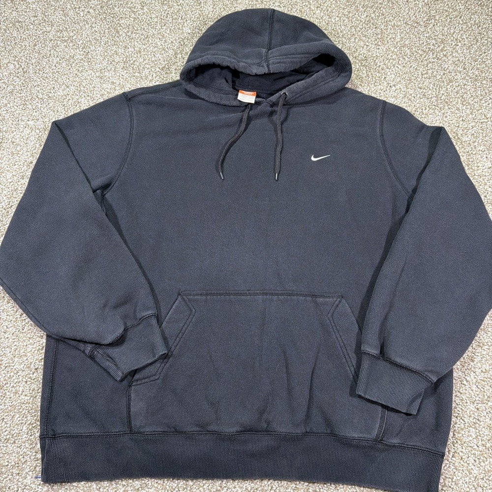 Black Nike Hoodie XXL Vintage Faded Small Check Baggy Essentials
